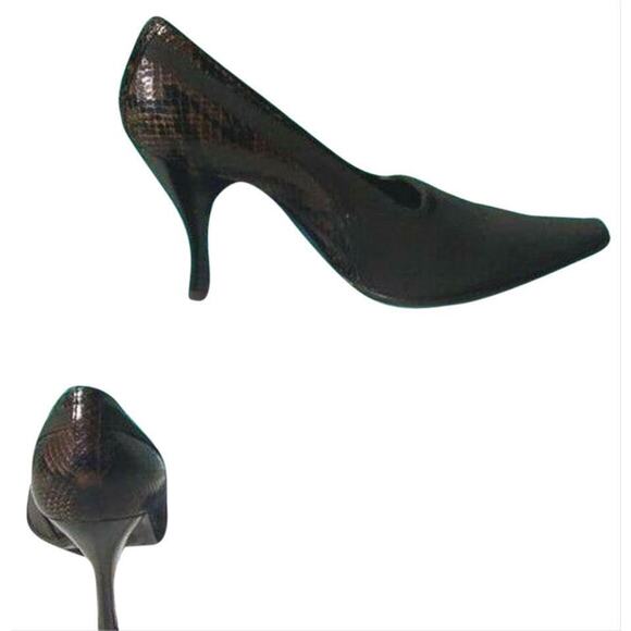 Donald Pliner Expresso Silk Elastic Pump Shoe Snake Pitone Leather